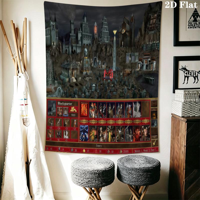 HoMM Game Wall Tapestry Aesthetic Wall Hanging Printed Fabric Blanket Decorative Tapestries for Bedroom Living Room Home Decor