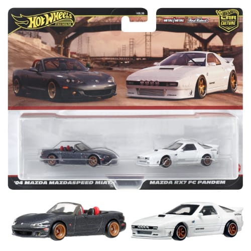 

Hot Wheels Premium 2 Pack Mazda RX7 FC Pandem / 04 Mazda Mazdaspeed Miata [мини-автомобиль] [от 3 лет] HRR75