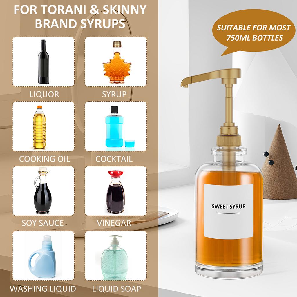 11Pcs Coffee Syrup Pump for 750ml Syrup Bottle Reusable Pump Bottle Dispenser No Dripping Pressed Coffee Syrup Pump Dispenser