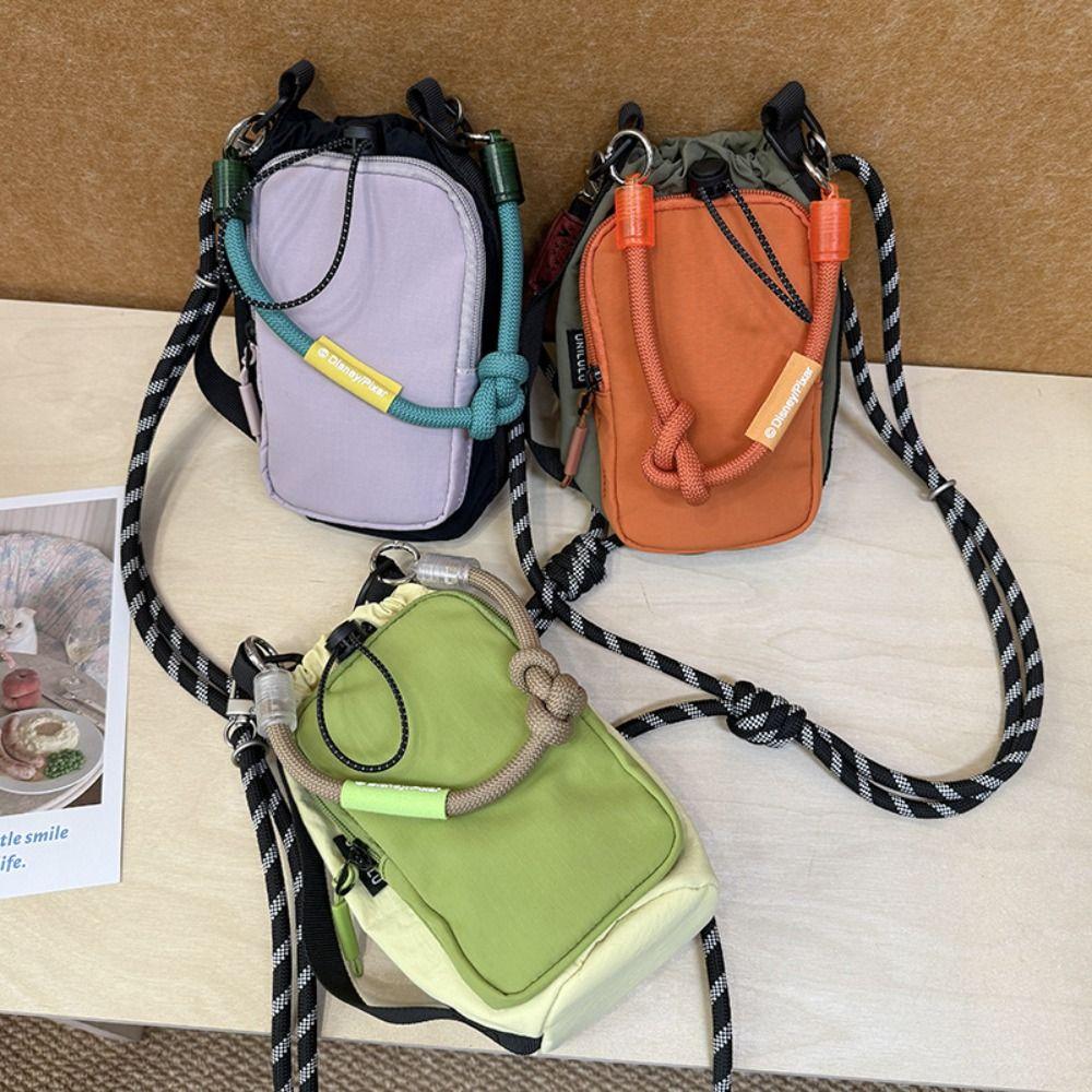 Nylon Rope Drawstring Crossbody Bag Coin Pouch Mobile Phone Pack Nylon Shoulder Bag  Outdoor