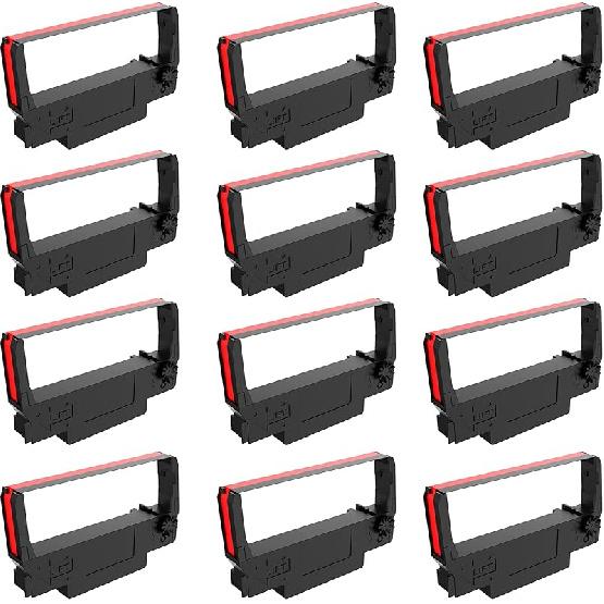 Compatible Ink Ribbon for ERC30 ERC34 ERC38 Black/Red, for POS Receipt & Kitchen Printers, with Advanced Ultrasonic Welding Technology, Individually