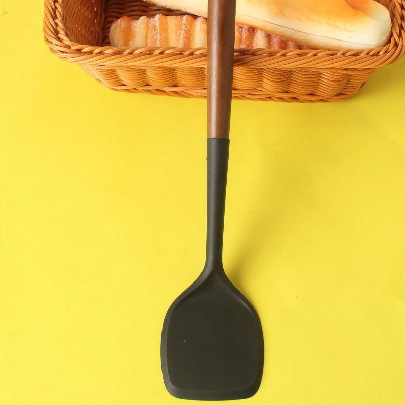 Silicone Spatula with Wooden Handle Durable Non-Stick Pan Specialized Cooking Utensil Heat-Resistant Household Kitchen Tool