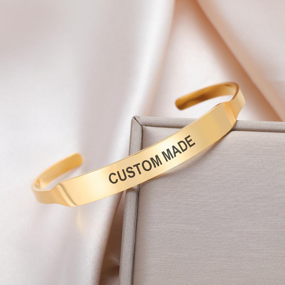Dawapara Personalisierter Hebräischer Armreif Individuell Graviert Je Zitat Manschettenarmband Edelstahl Schmuck
