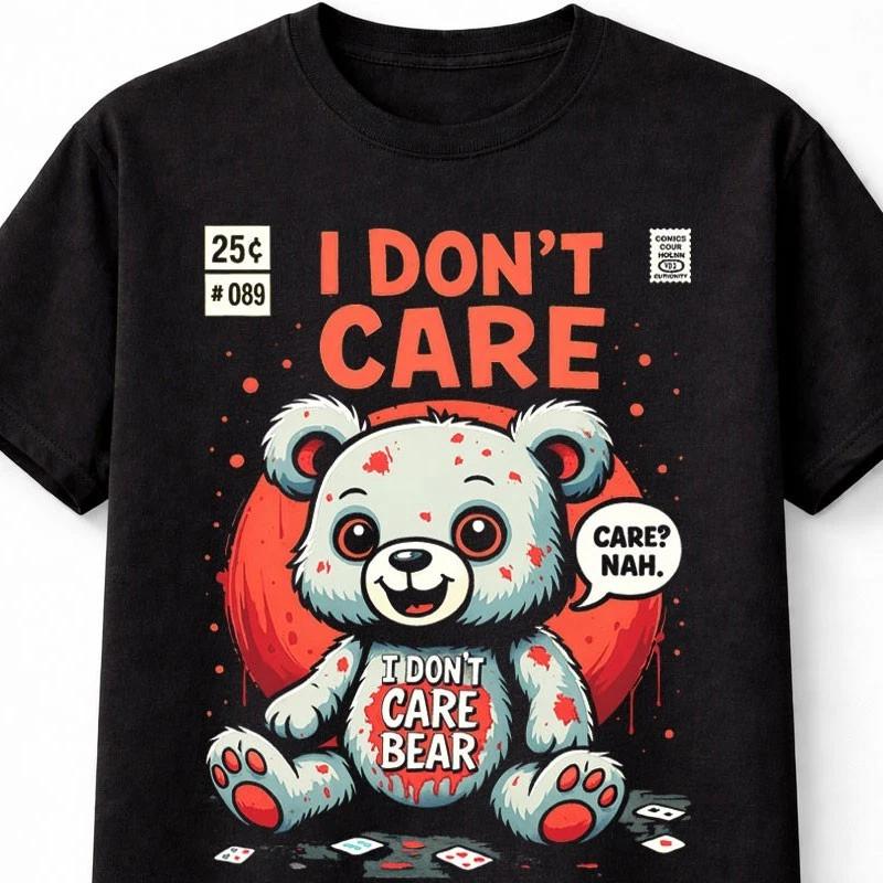 Care Bear I Dont Care Funny IDC Gothic Teddy Graphic Unisex TShirt S