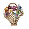 Creative Flower Basket Zircon Brooch Vintage Colorful Pins Women Fashion Jewelry Clothes Coat Decoration Scarf Buckle YSX