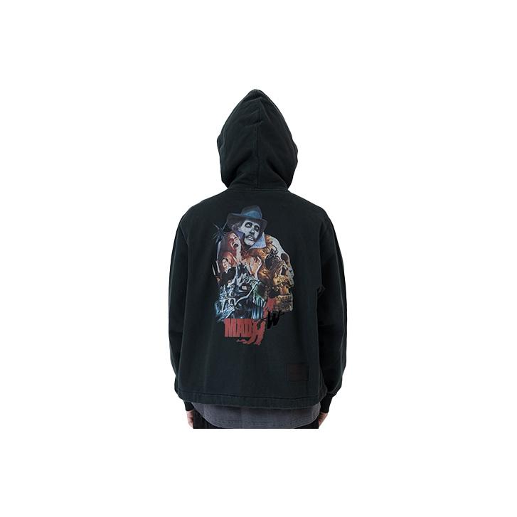 WE11DONE Horror Movie Zip-Up Hoodie Black Unisex Tops WD-TH9-20-140-U-KK