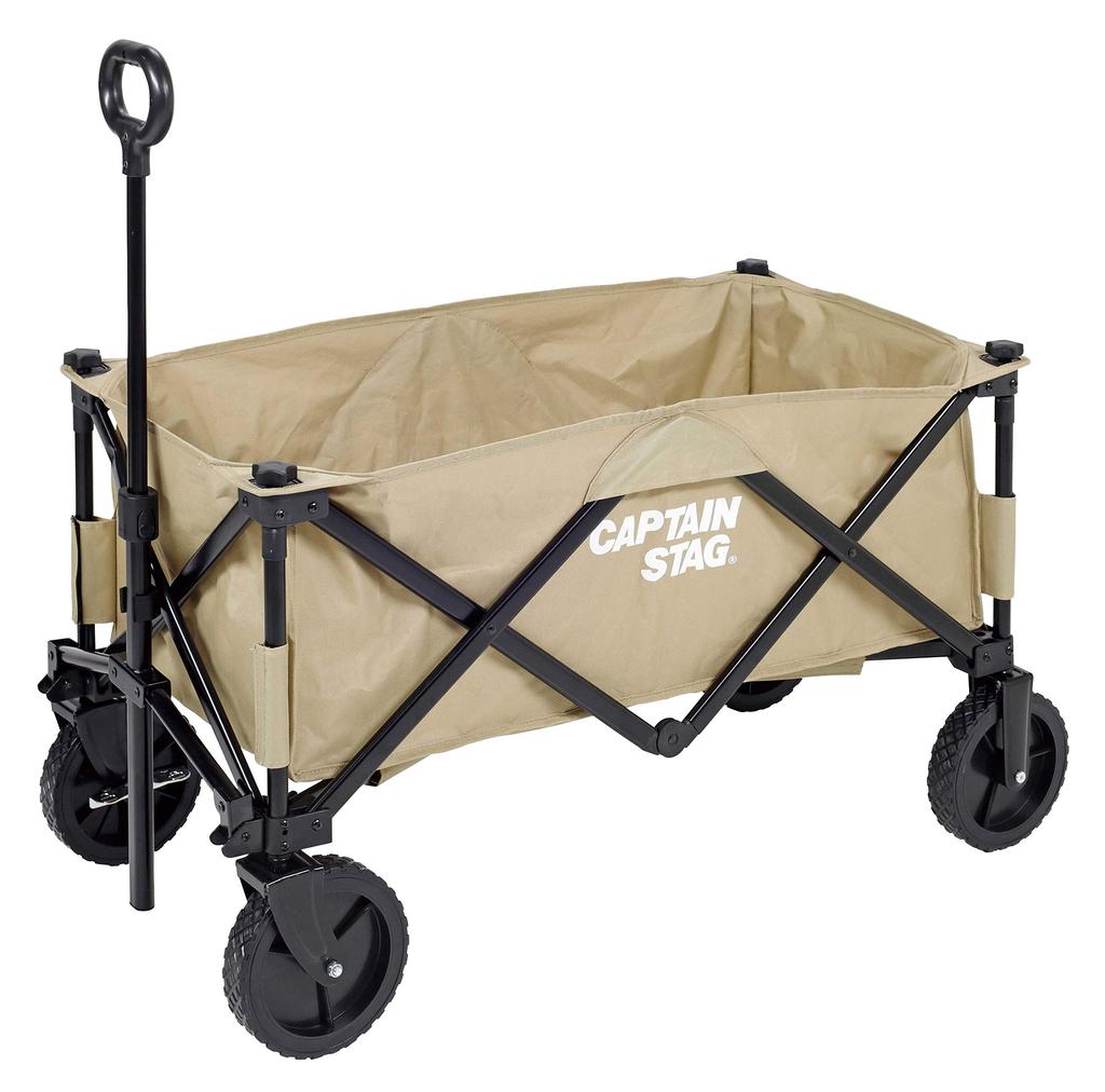 CAPTAIN STAG Outdoor-Wagon CS Convergence Typ 4-Rad-Trage mit Aufbewahrungstasche und Vorderradstopper, Beige, Breite 1000 x Tiefe 500 x Höhe 930 mm