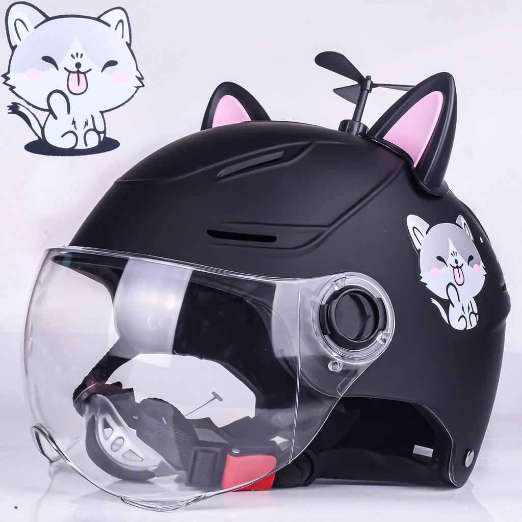 3C Certified Cat-Themed Lightweight Electric Bike Helmet - Summer Riding Sun Protection Safety Helmet