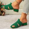 Fashion Women Mid Heels Slippers Chunky Heeled Sandals Designer Shoes 2025 Summer Fashion Slides New Dress Pumps Mujer Zapatos