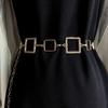 Gold Elegant Quadrilateral Waist Chain For Women Fashionable Accessory For Dresses