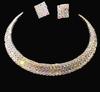 Elegant Rhinestone Claw Chain Bridal Jewelry Set: Multi-Row Earrings & Necklace