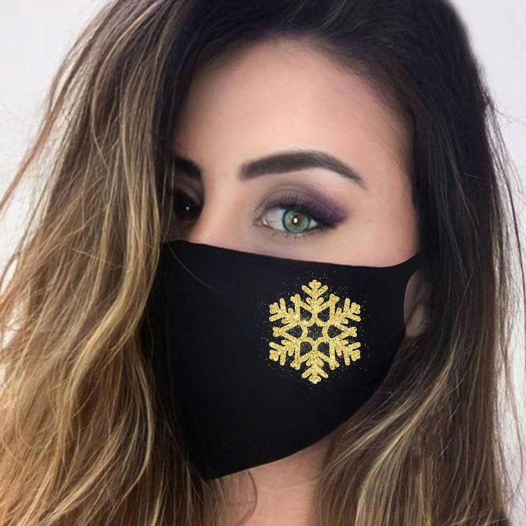 1pc Snowflake Print Adult Fashion Washable Reusable Pollution Cover Face