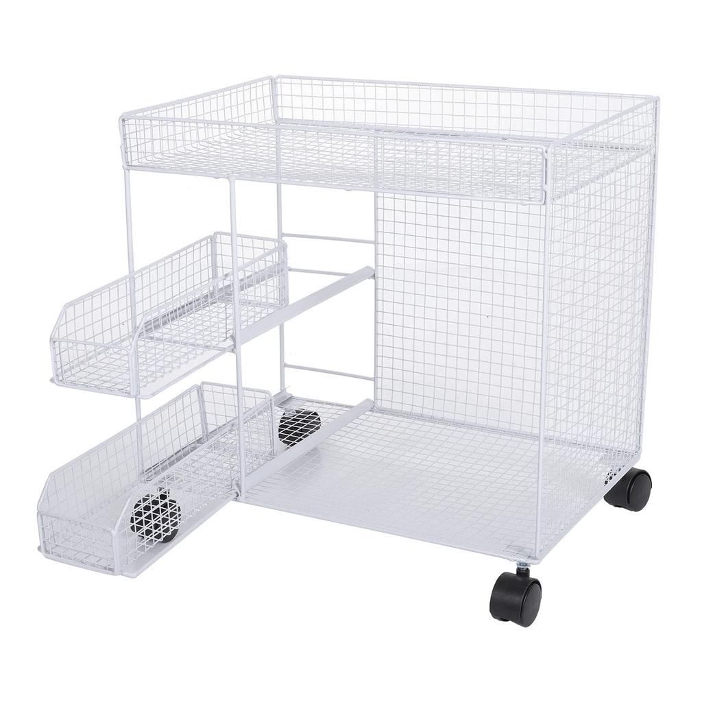 Mobile Storage Rack Breathable Space Saving Kitchen   with 360 Degrees  Rotating Lockable Wheels Pull Out Baskets for Bowls Dishes