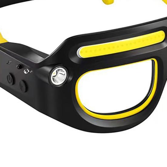 Motion Sensor Headlamp Glasses Rechargeable LED Touchless Switch Light with 5 Modes Waterproof USB-C Camping Headlight for Night Cycling Fishing Work