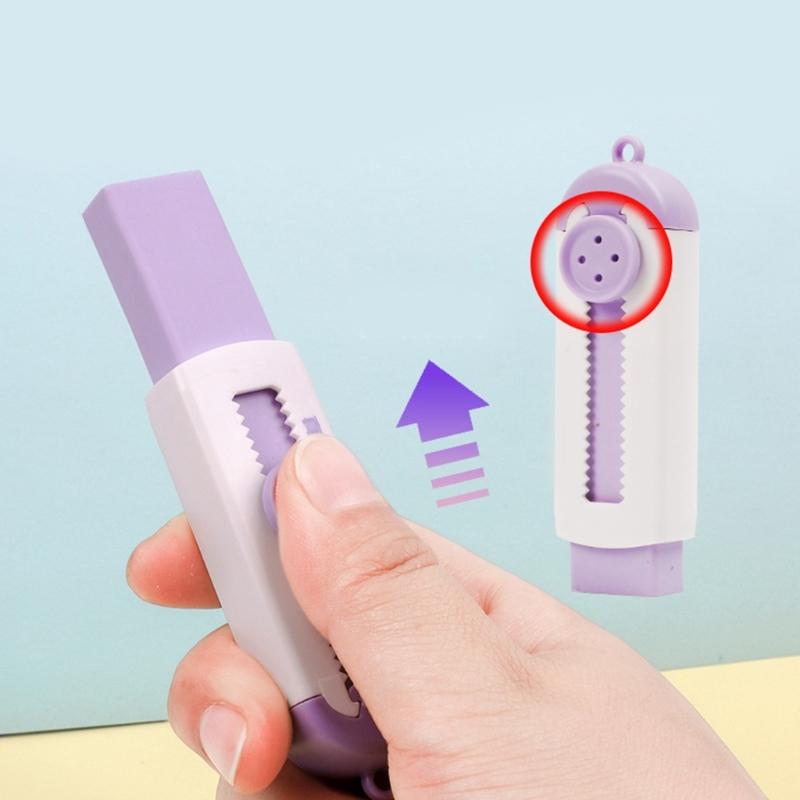 Sliding Retractable Pencil Erasers with Refills Retractable Erasers Easy Erasing Pencil Eraser for Kid Writing Drawing