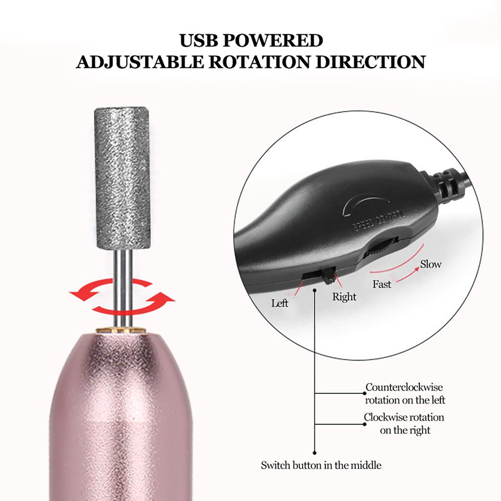 15000 U/min USB Tragbarer Elektrischer Nagelfräser Stift Maschine Nagel Schleifen Polierer Maniküre Werkzeug