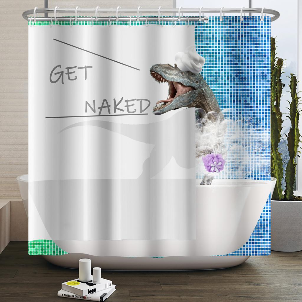 Funny Dinosaur Shower Curtain for Bathroom Cute Animal Cool Dinosaur Children Bathroom Curtain Waterproof Bath Curtain Decor