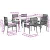 Vidaxl 7-Cz. Garden Furniture Set With Cushions, Grey, PE Rattan