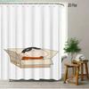 Crayon Shin-chan In Cardboard Box Scene 2D Print Waterproof Shower Curtain, Minimalist White with Cute Orange Label Bathroom Dec