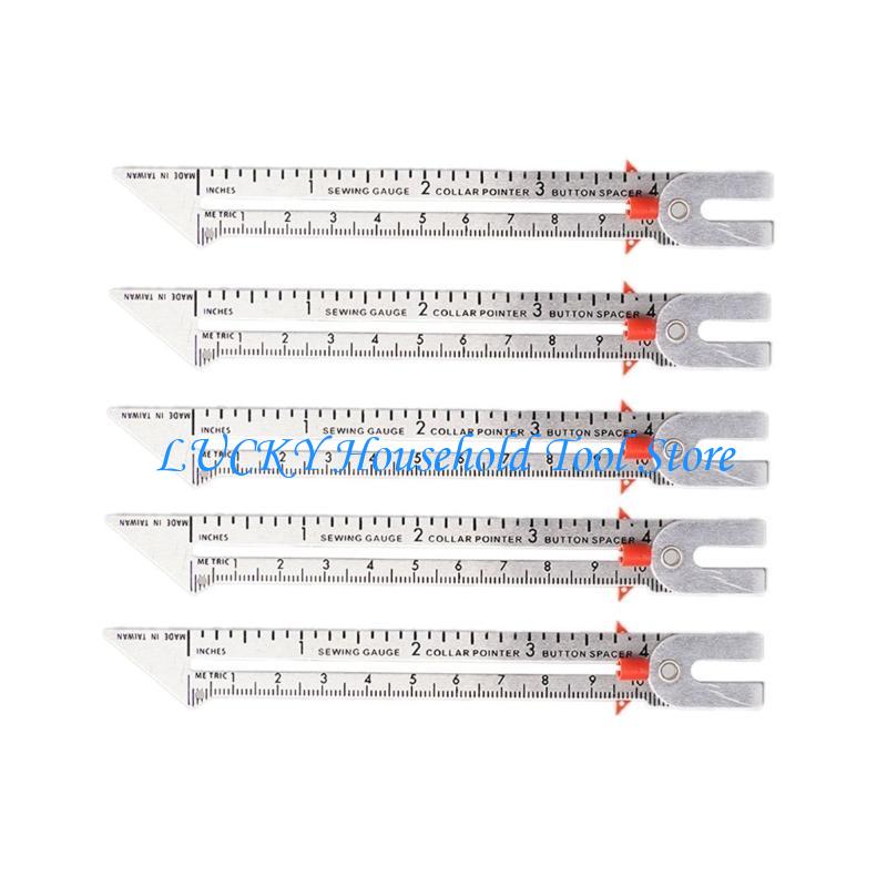 J0MC Metal Fabric Quilting Ruler Sliding Gauges Measuring Sewing Ruler for Clothing