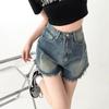 Women's Denim Shorts with Retro Tassel Design High Waist Straight Leg Wide Leg A-line Shorts