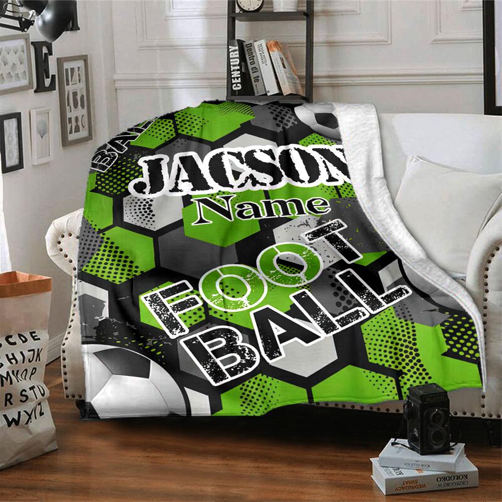 240Gm2 Football Style Customize Your Name Outdoor Blanket Suitable For All Seasons Comfortable And Warm Soft Blanket Suitable For Travel Gifts For