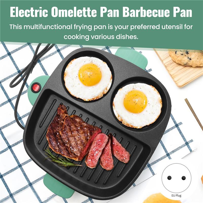 CYCLI-3 In 1 Electric Omelette Pan Barbecue Pan Electric Cooker Multifunction Non-Stick Hotpot Steamer Steak Frying
