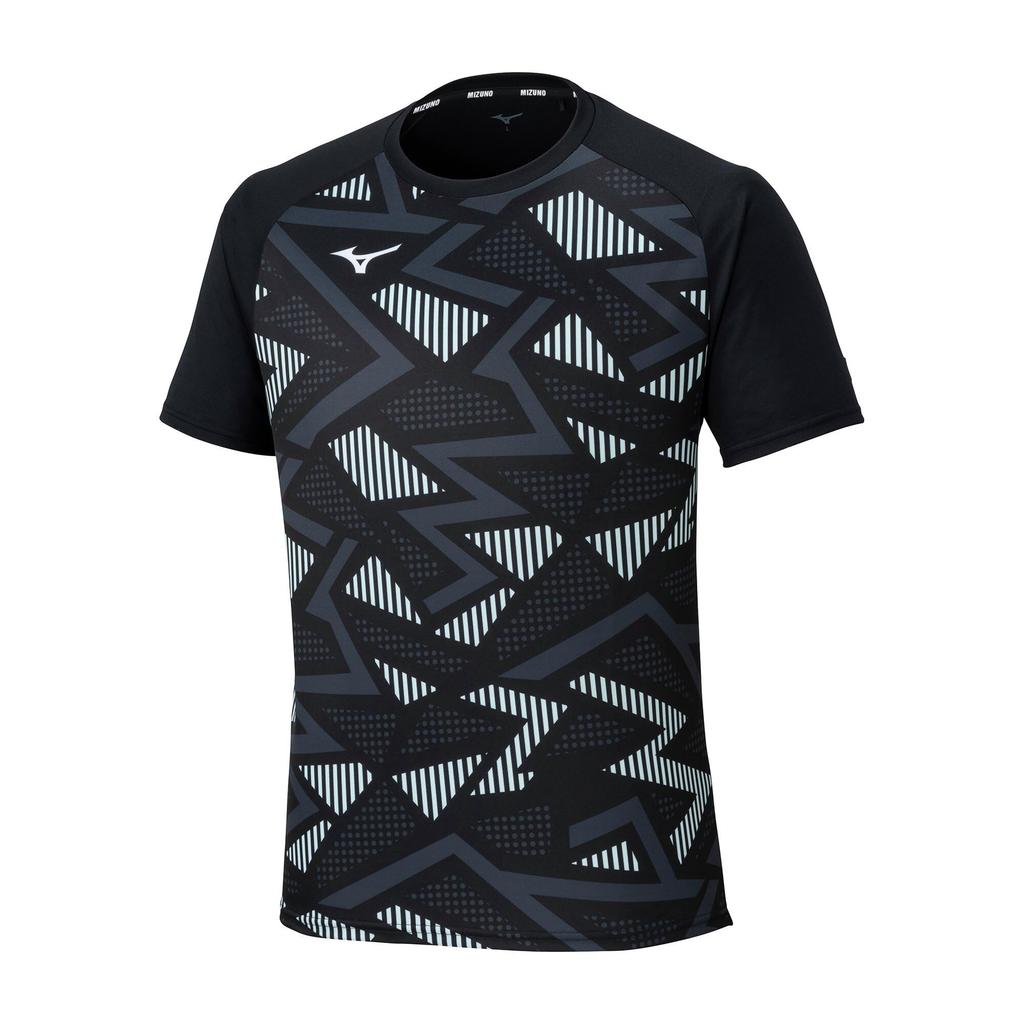Mizuno Table Tennis Game Short JTTA Black Shirt, Sleeve, Certified, Moisture-Wicking, Quick-Drying, Unisex, 82JAC104,