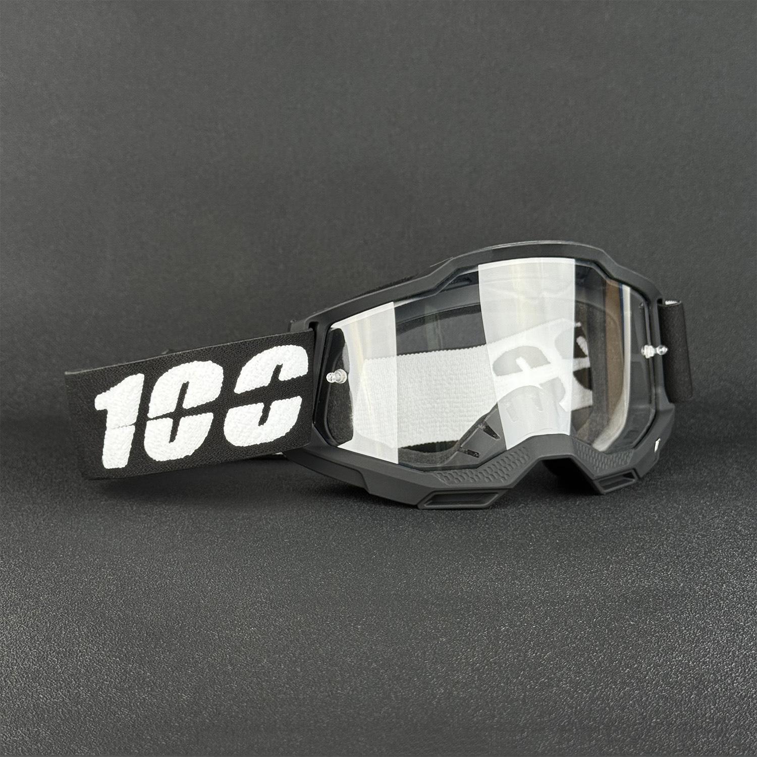 100Motorcycle goggles for men and women, outdoor riding helmet, windproof sports goggles, motorcycle glasses Black frame transparent l
