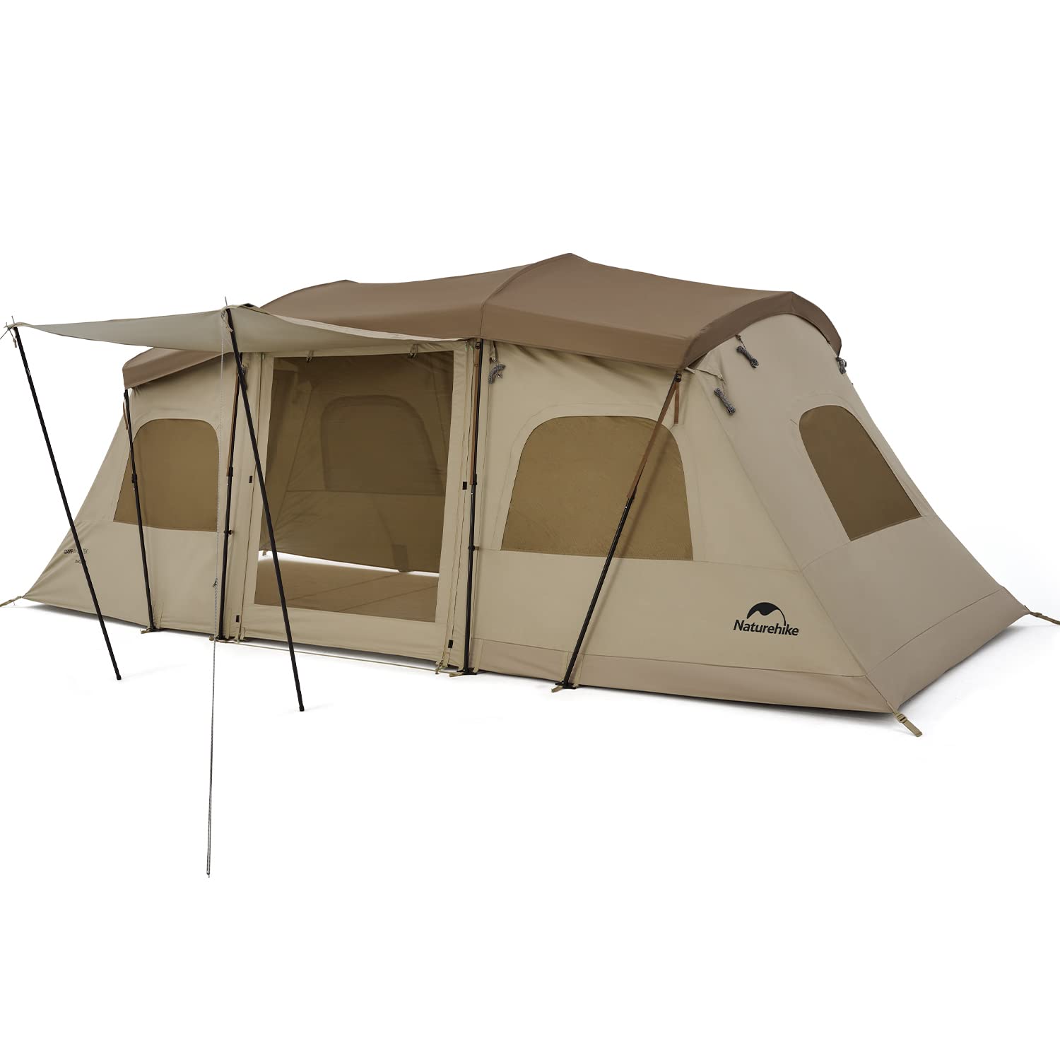 

Официальный магазин Naturehike One Touch Tent для 4 человек, 2-комнатная туннельная палатка, большая палатка Kamaboko с балдахином, широкая передняя комната, давление воды PU2000 мм
