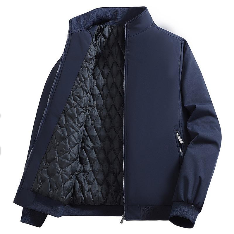 New High-end Executive Clothes Men's Warm Cotton-padded Clothes Medium and Old Autumn and Winter Fleece Thickened Plus Size Jacket