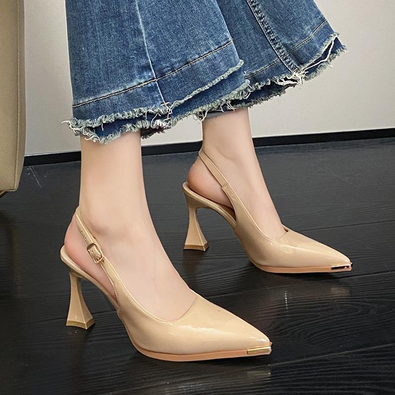 Fashion Summer 2025 New Women Black Fashion Sandals Woman Heels Pumps Sexy Pointed Toe Sandalias Female High Heels Shoes Women