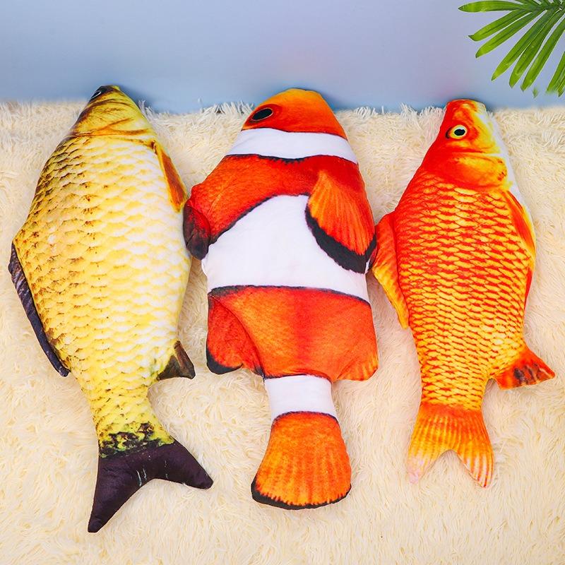 Simulated Large Plush Fish Cat Toy With Catnip For Cat Self Play Boredom Relieving