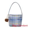 Canvas Bucket Bag For Women With Zipper Closure And Check Pattern Design For Daily Use