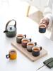 Ceramic Coffee Cup Kiln Turned Retro with Wooden Handle Tea Cup, Customer Cup, Single Cup, 60ml Small Capacity Tea Cup