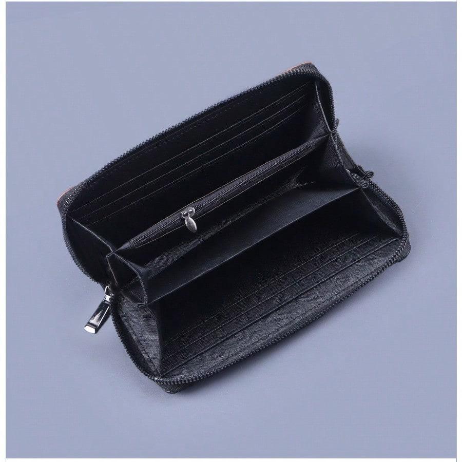 Men's Handbag Men's Zipper Clutch Bag New Splicing Long Wallet Clutch Bag Lightweight Mobile Phone Bag