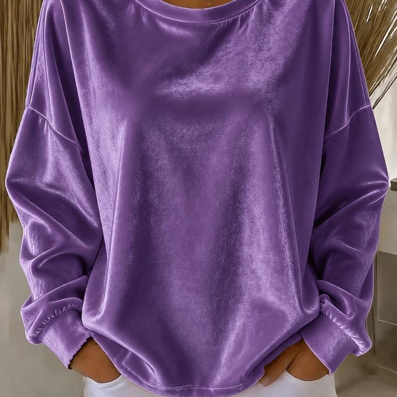 Maglietta a maniche lunghe casual da donna in velluto