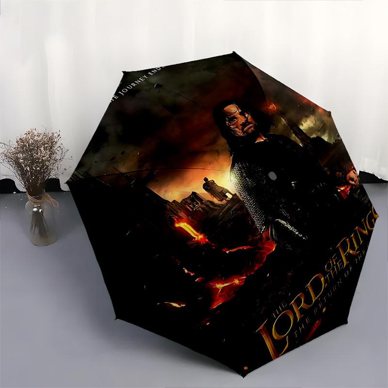 1pc Journey Ends Here Return Of The King Automatic Folding Umbrella - Compact 8-Rib Design, Durable Plastic & Iron1349L