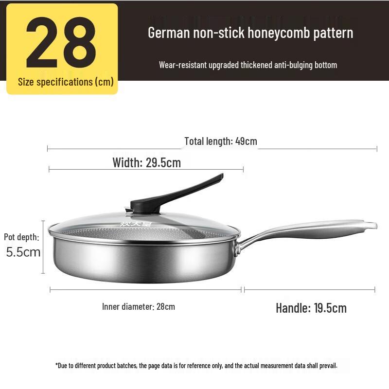 

COOKER KING 28cm 304 Stainless Steel Non-stick Frying Pan with Lid