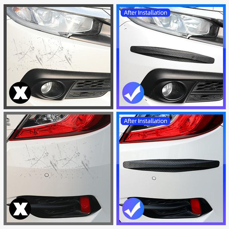 Car Front and Rear Bumper Anti-collision Strips, Carbon Fiber Pattern Protective Strips, Anti-scratch Rubber Strips For Car