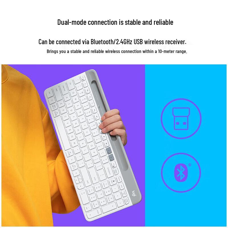 Logitech K580 Multi-Device Slim Wireless Keyboard - White