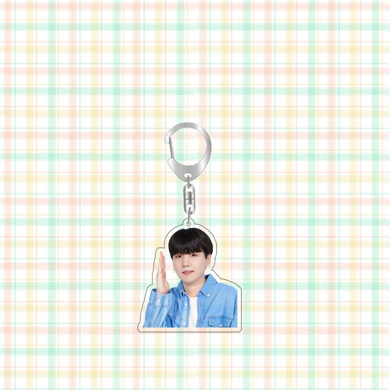 BTS Casual Style Keychain, Bangtan Boys Photo Keyring, Kpop Idol Bag Pendant for ARMY Fans(Jin RM Suga Jimin V J-Hope Jungkook)