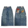 Y2K Harajuku Hip Hop Denim Pants Loose Fit High Waist Wide Leg Blue Cotton Jeans Men Youth