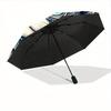 1pc Cat Mandala Automatic Open 8-Rib Windproof Umbrella, Travel & Commuting, Suitable for All Seasons