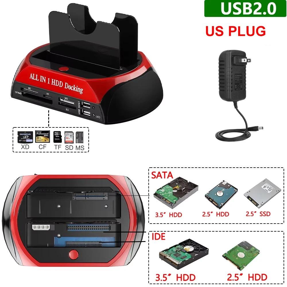 

10 в 1 двухсекционная станция для жестких дисков USB3.0 5 Гбит/с, док-станция для жесткого диска с адаптером питания 12 В 3 А для 2,5/3,5-дюймовых HDD/SSD TF-карт