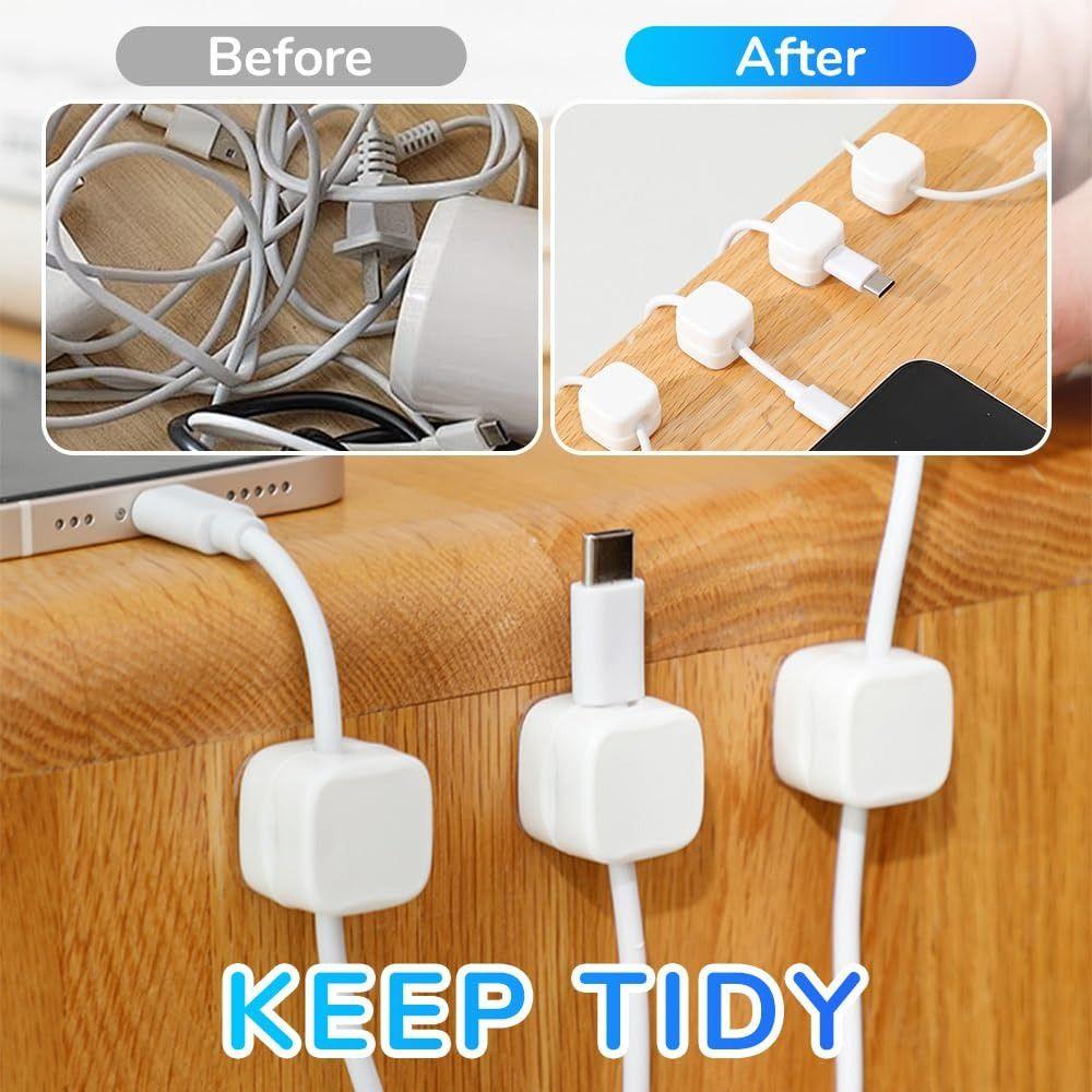 6Pcs Smooth Magnetic Cable Organizer Under Desk Cable Organizer Holder