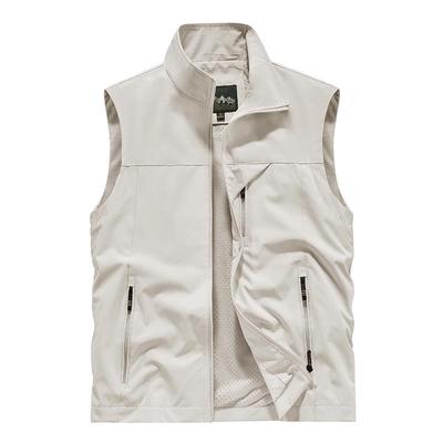 Men's Quick-Dry Mesh Vest with Stand Collar – Sleeveless Multi-Pocket Jacket for Outdoor, Photography, and Fishing