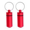 2Pcs Waterproof Keychain Pill Holder Organizer Camping - Red, Round