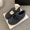 Fashion Winter Trend Women's Warm Plush Lined Round Flat Shoes 2025 Explosions Ankle Strap Casual Solid Color Non-slip Low-top Shoes.