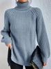 2026 Autumn/Winter Women's Knitted Mid-Length Raglan Sleeve High Turtleneck Slit Sweater Dress